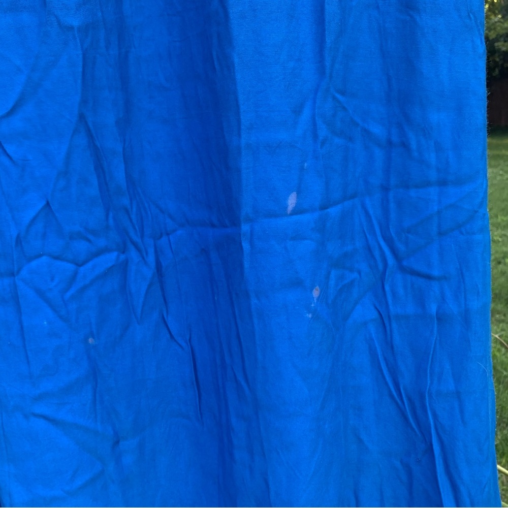 Satyuga Vintage Hawaiian Royal Blue Rayon Midi Dress w/ eyelet detail size small - Picture 16 of 17